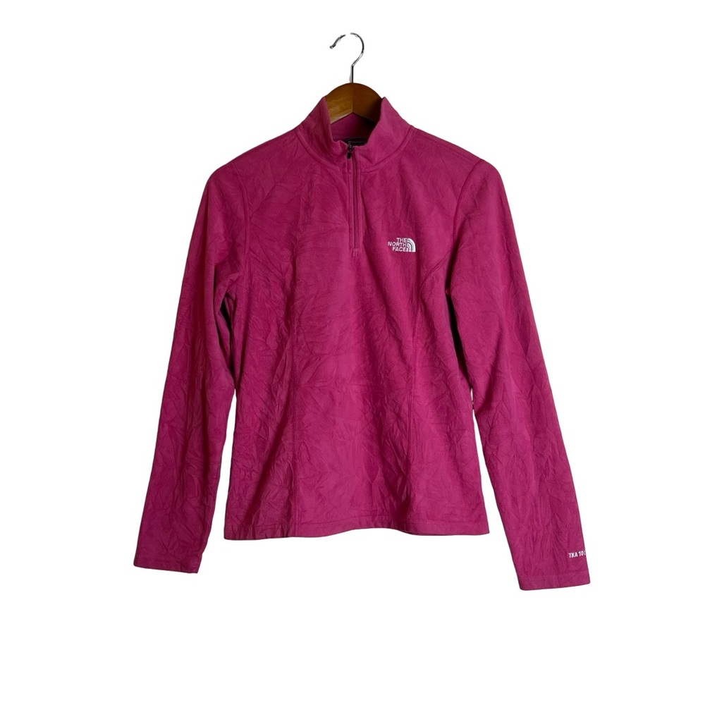 The north face pink 1/4 zip fleece sweater. Size medium